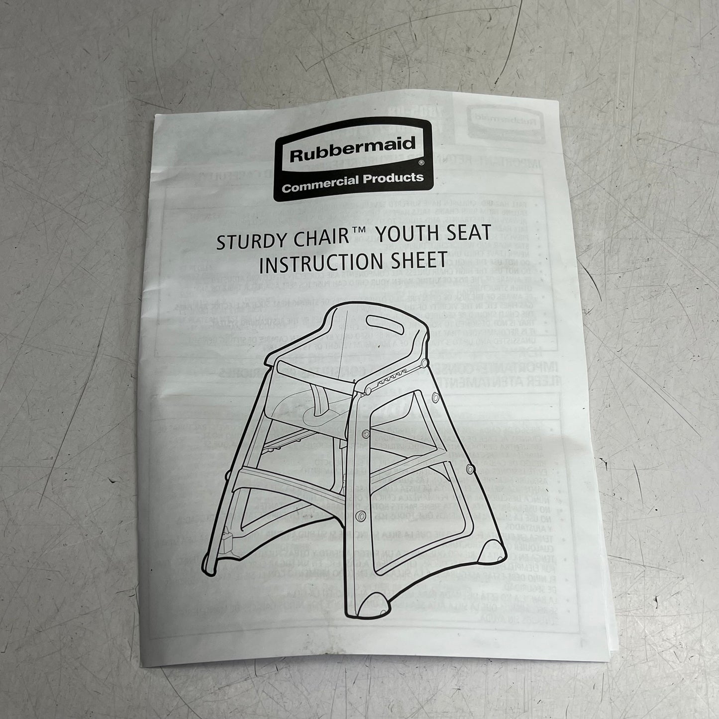 RUBBERMAID Microban Antimicrobial Sturdy High Chair 29"H x 23"W Black FG781408