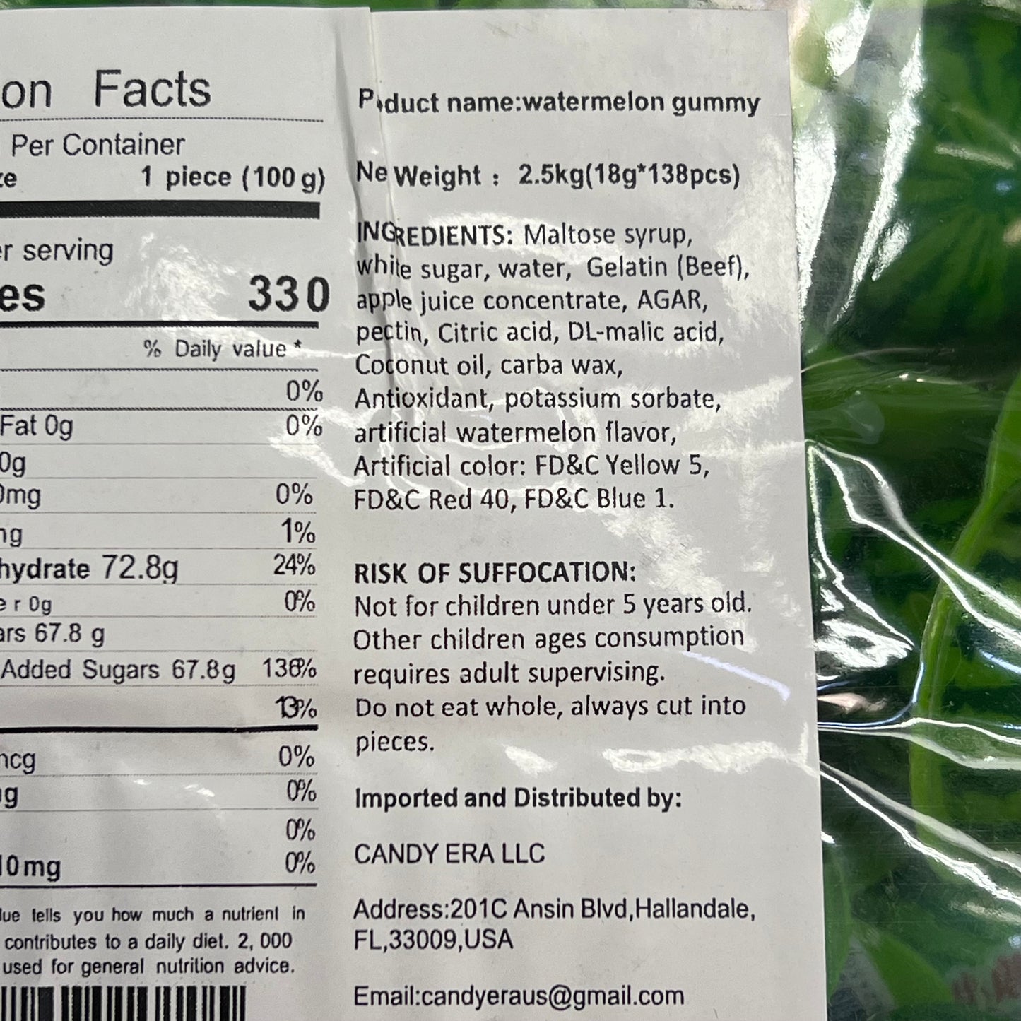 DEER DADA (5 LBS BAG) Individually Wrapped Watermelon Gummy Candy BB 05/26