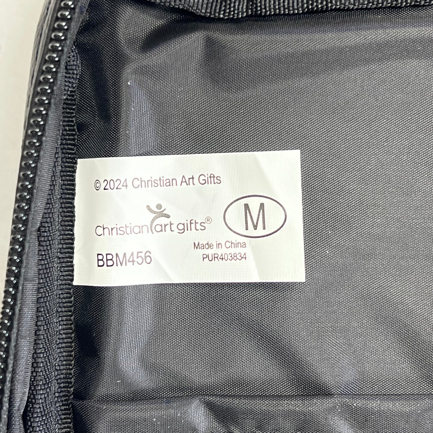 CHRISTIAN ART GIFTS Two-fold Faux Leather Organizer Bible Cover 6"x9" Black