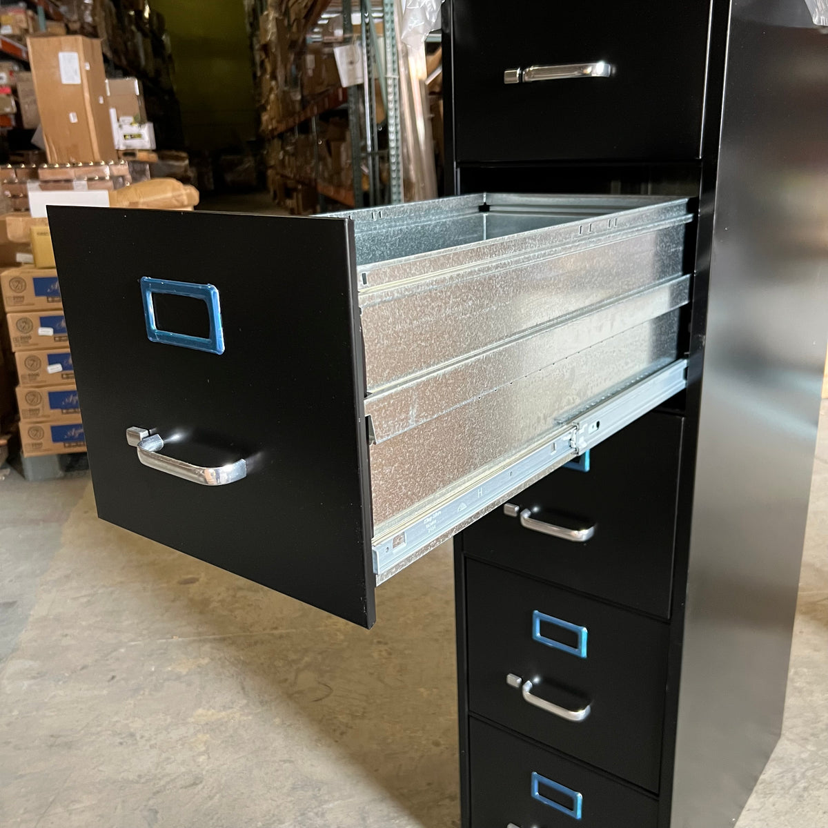 LORELL 5-Drawer Deep Vertical File Sz 15"W x 26.5"L x 61.5"H - Black 48498