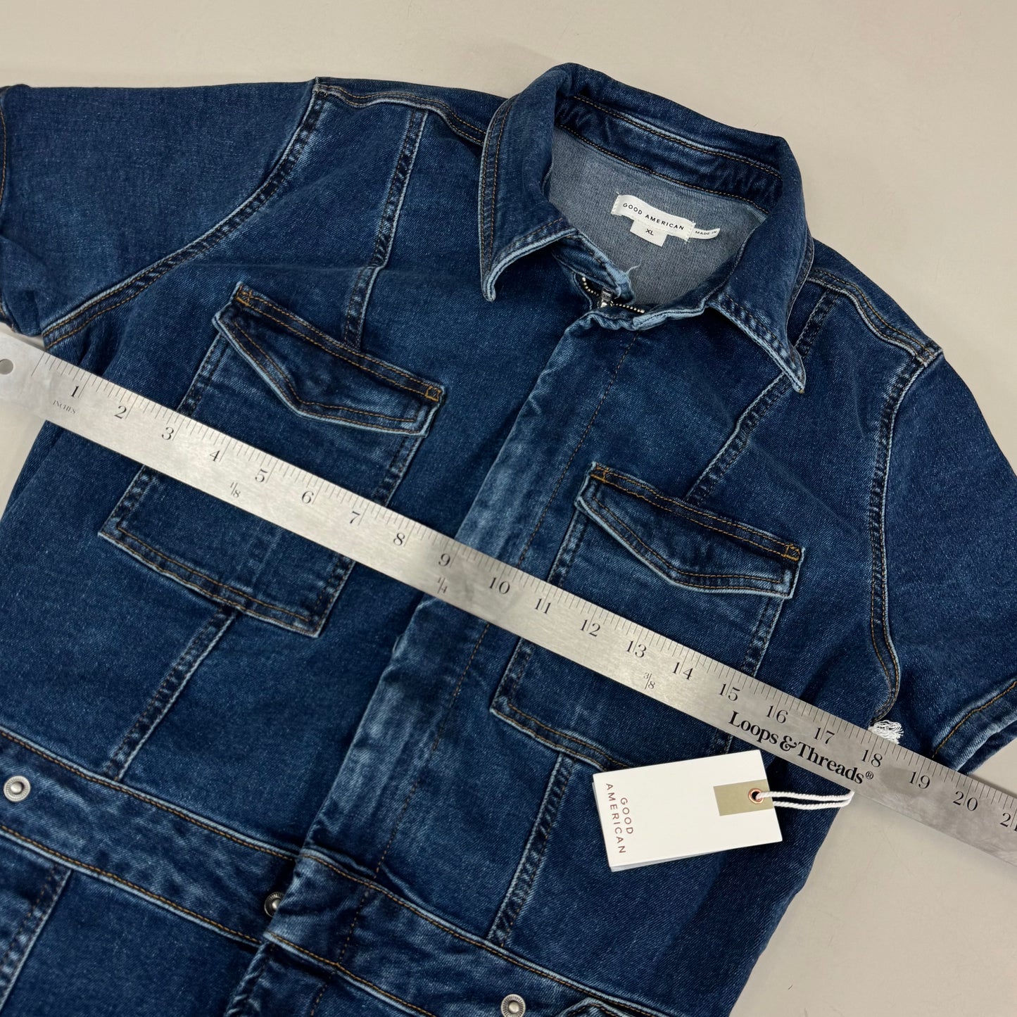 GOOD AMERICAN Fit For Success JumpSuit X-Large Indigo594 GFFS478