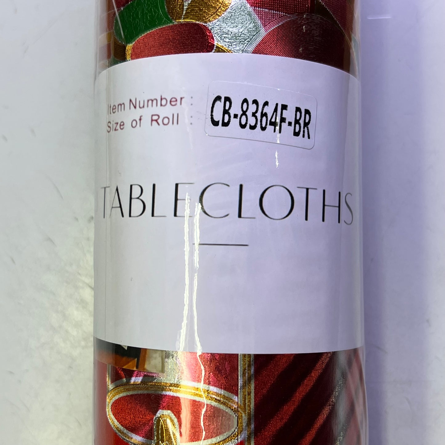 Christmas Shimmery Poinsettia, Candle & Bows Vinyl Table Cloth 54"x60' Red/Green