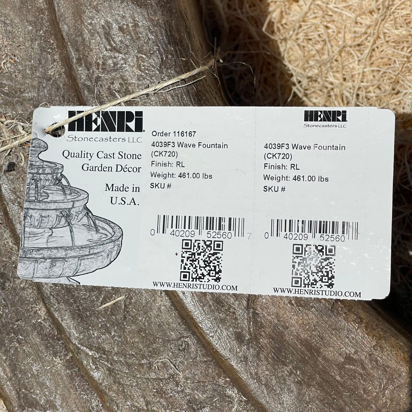 ZA@ Pallet of HENRI STONECASTERS Wave Fountain Stone Basin Parts (AS-IS)
