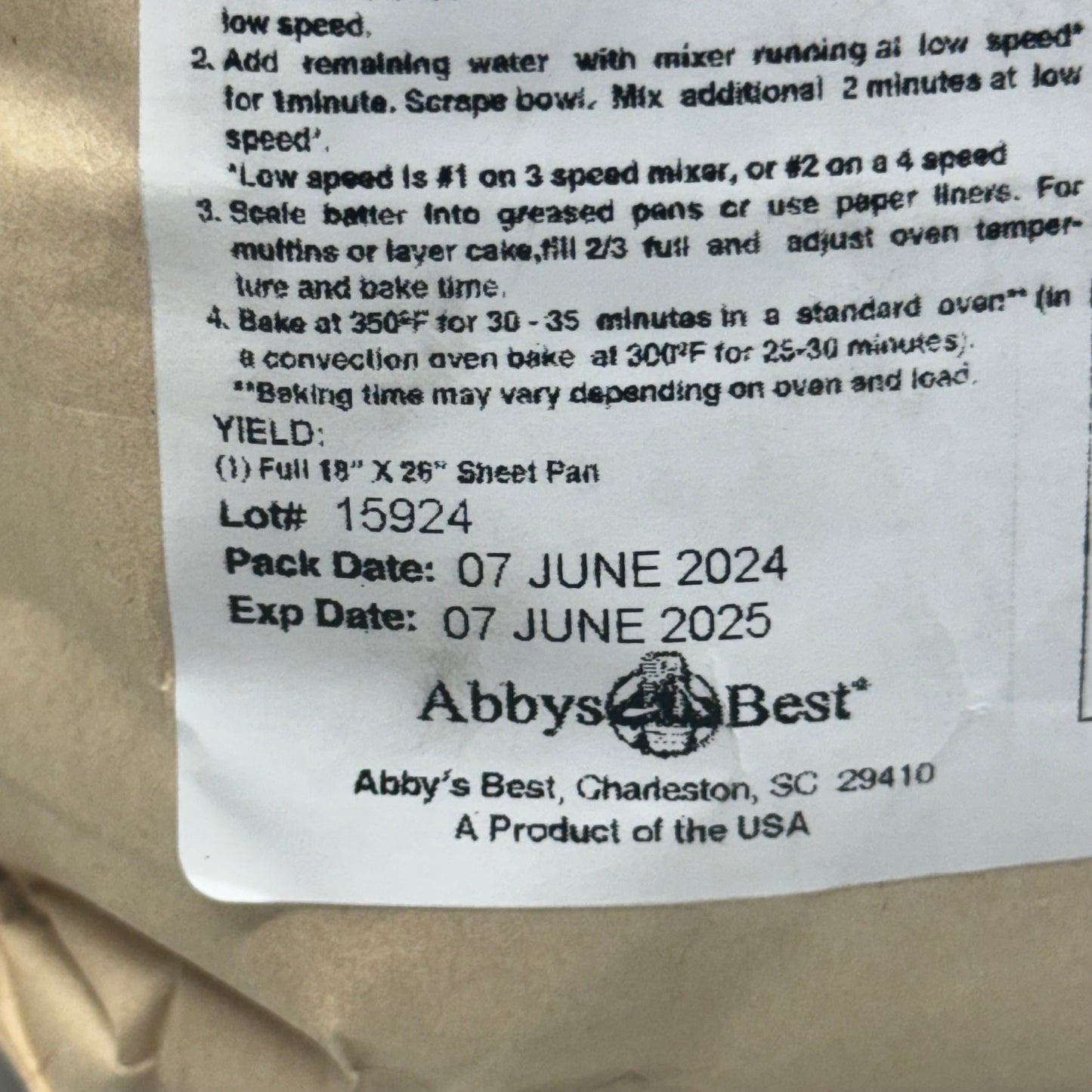 ABBY’S BEST (6 PACK, 5 lbs Each) Banana Cake Mix BB 06/25