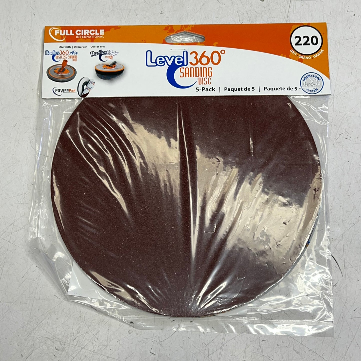 FULL CIRCLE (5 PACK) Level 360 Level Sanding Disc 220 Grit 8.75" SD220