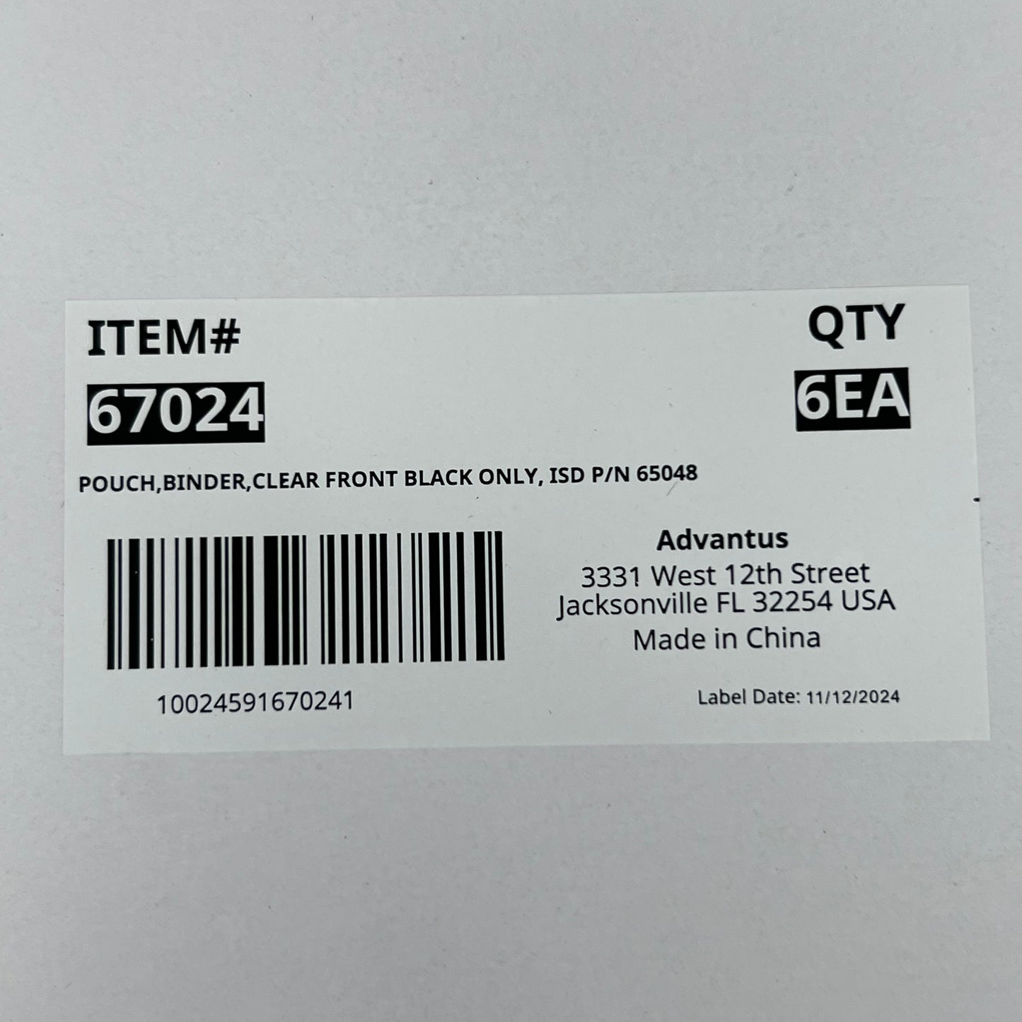 ADVANTUS (3 Pack) Binder Pencil Pouch 6 EA Per Box 10 x 7.38 Black/Clear