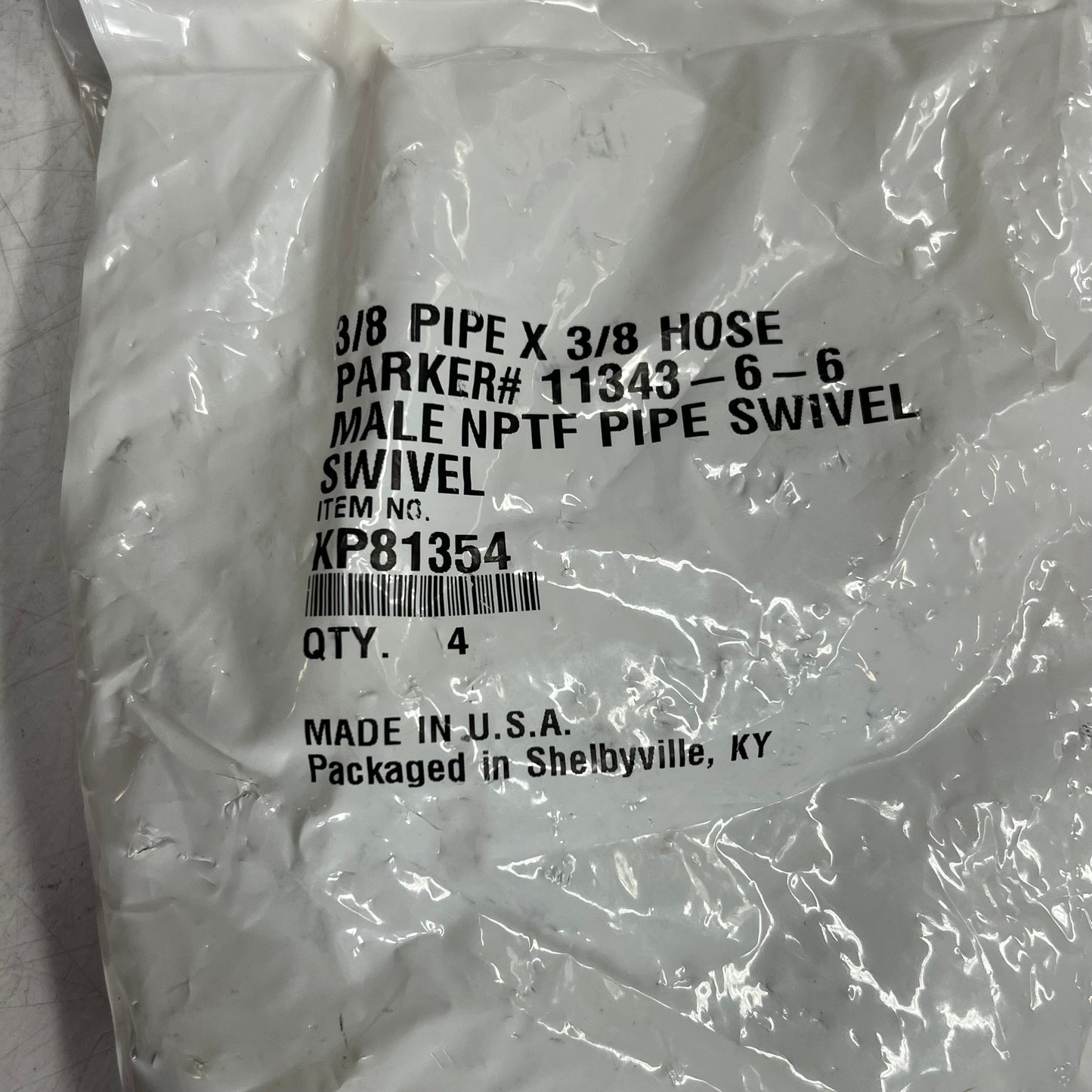 PARKER (4 PACK) Hannifin Hydraulic Hose Fitting Steel 3/8 Thread KP81354