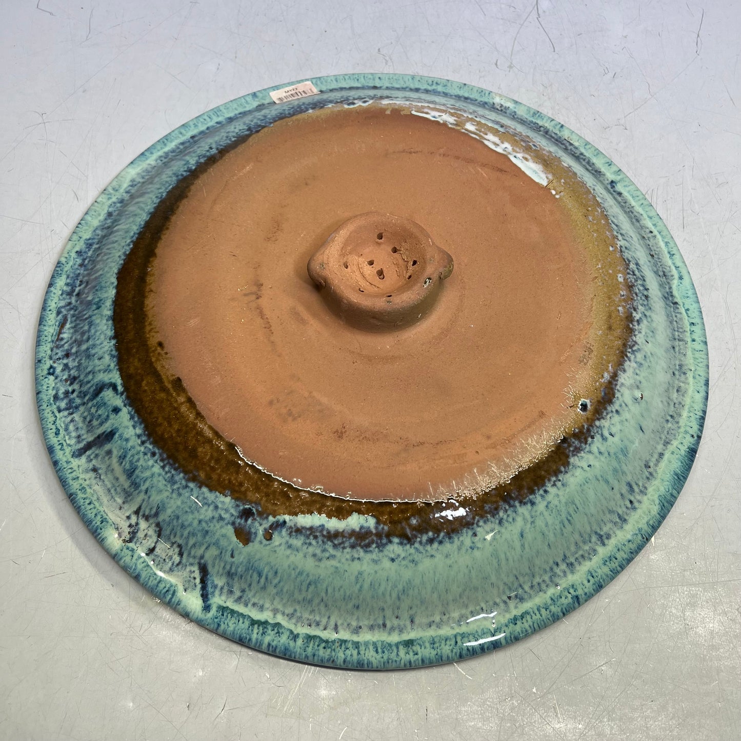 ZA@ Glazed Pottery 2 Piece Swirl Bird Bath 22" L x 20" Dia  Aqua Blue/Navy A