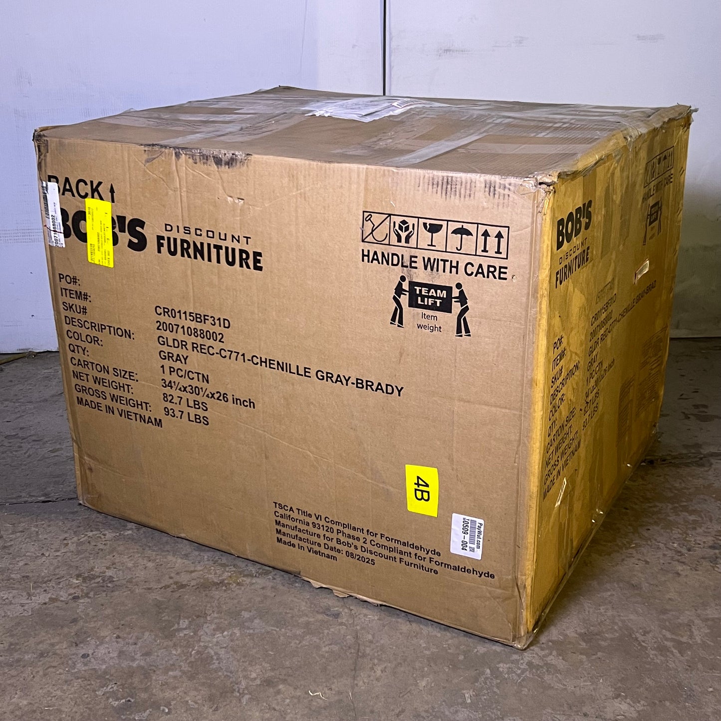 ZA@ Pallet of BOB'S Kitchen Table & Chairs 20071088002, Gray (AS-IS, Some Are Damage)