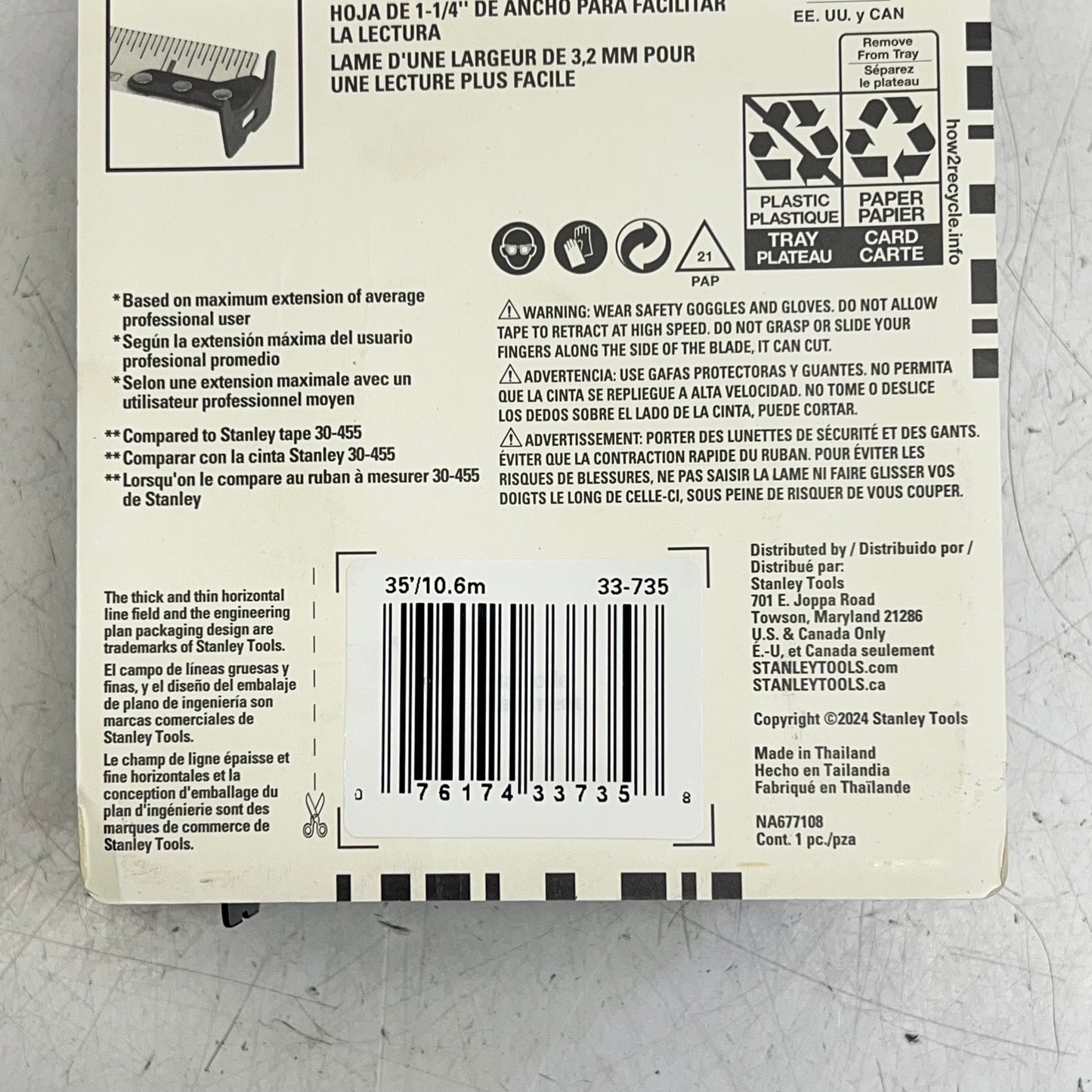 STANLEY Fatmax Tape Measure W/ Blade Armor & Impact Resistant Case 35' 33-735
