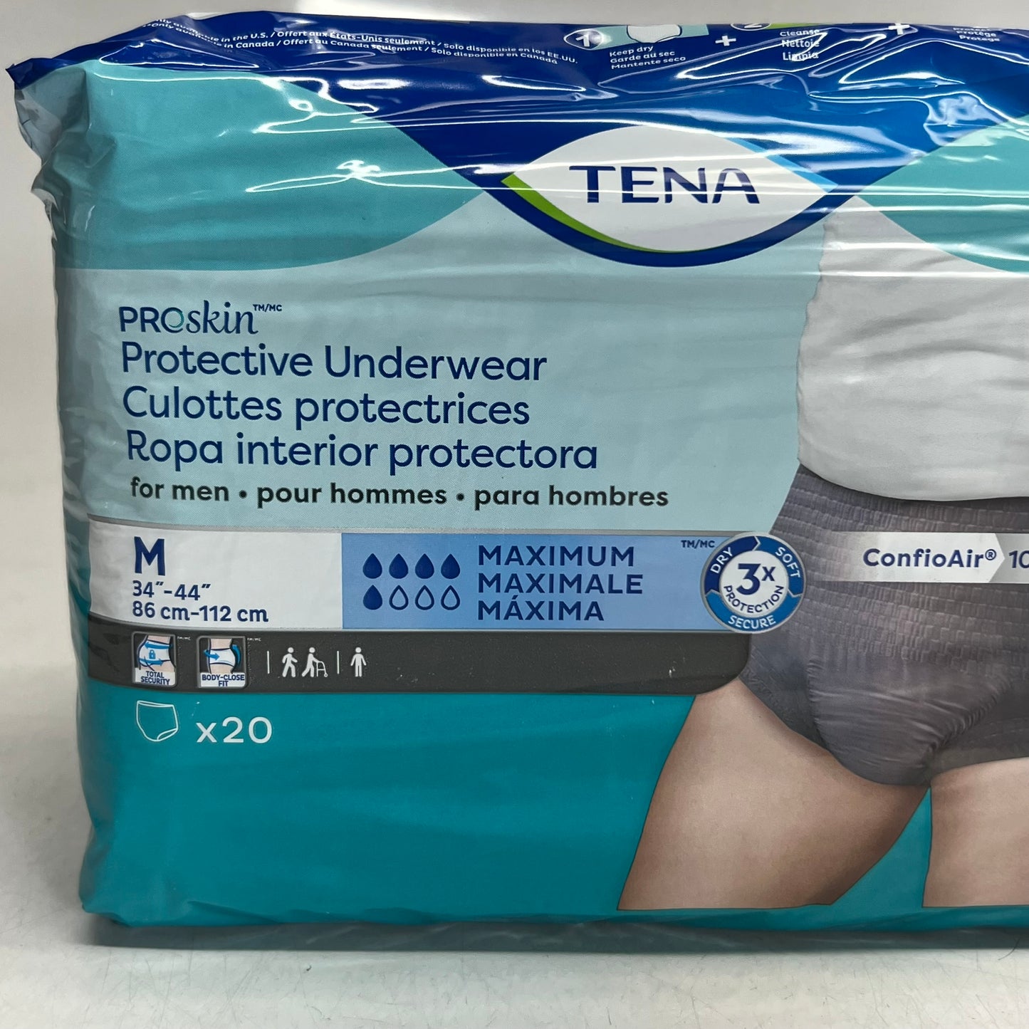 TENA (20 PACK) Proskin Protective Underwear for Men Sz M White 37711-05