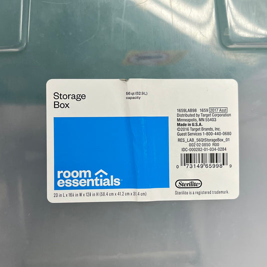 ZA@ ROOM ESSENTIALS Snap Lid Storage Containers 66qt Teal/Clear (Used)