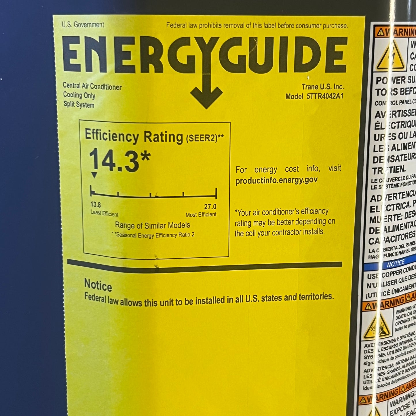 TRANER Air Conditioner Condenser & Heating Systems 208/230V, 5TTR4042A1000BA (New Other, Distressed Box)