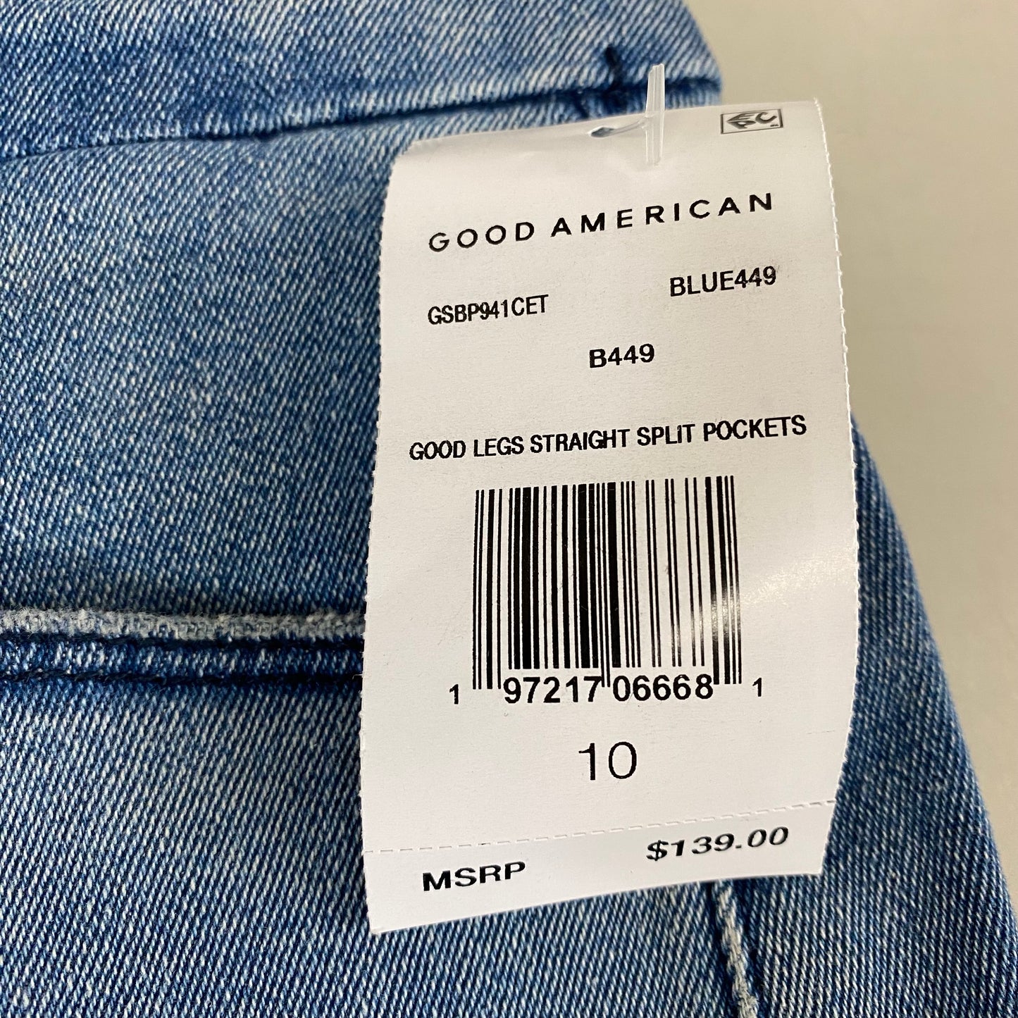 GOOD AMERICAN Good Legs Straight Split Pockets Women's Sz 10 Blue449 GSBP941CET