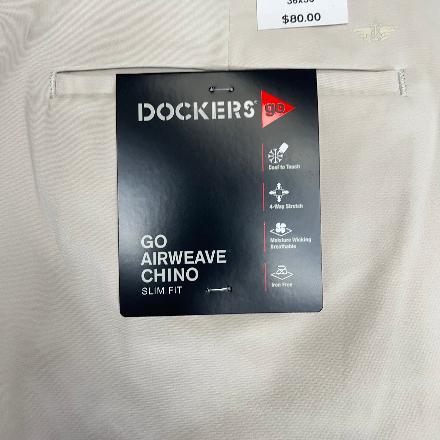 DOCKERS Go Airweave Chino Slim Fit Pants  Men's Sz 36x30 Sahara Khaki 002VW0003