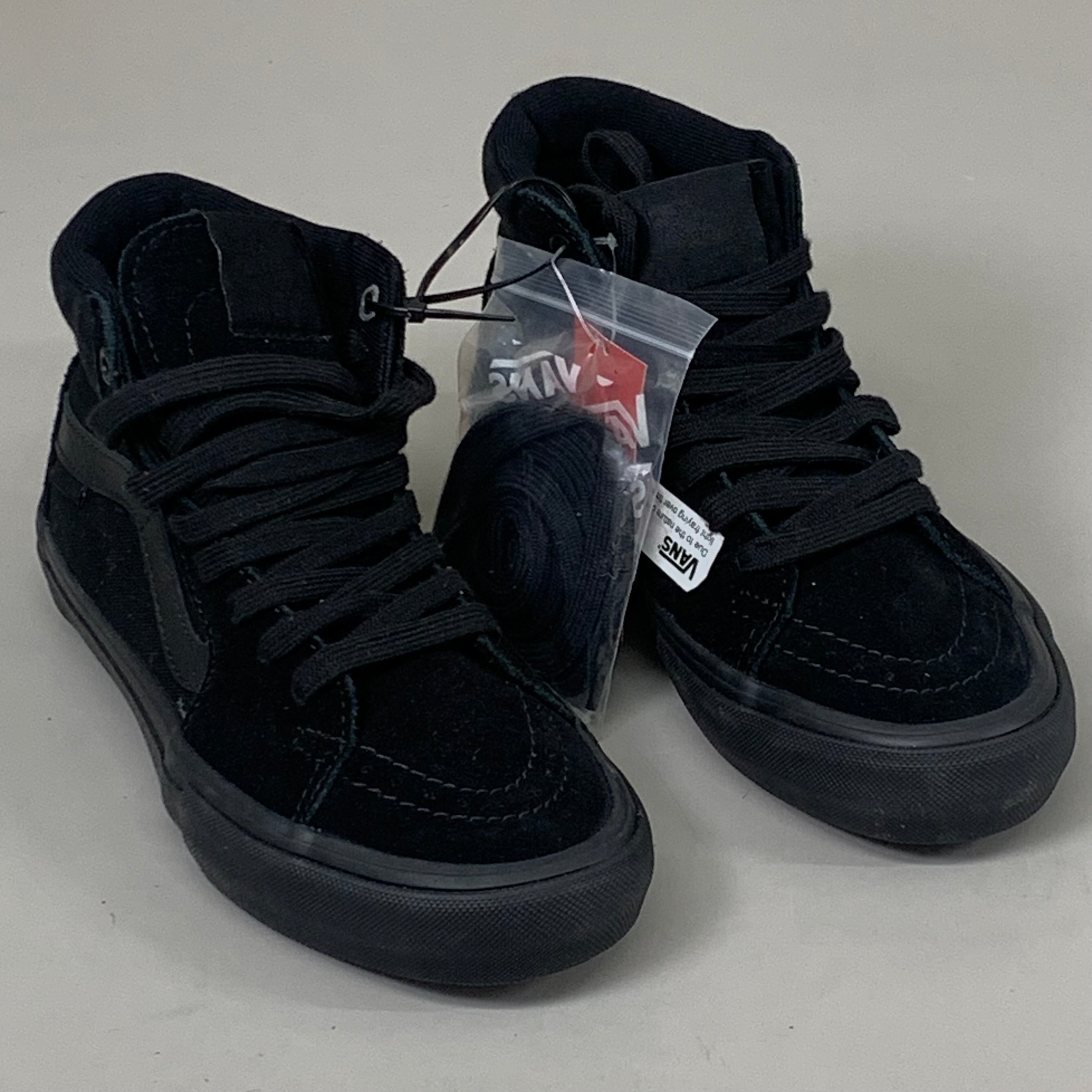 VANS Sk8 Hi Pro Blackout Velvet Canvas Sneaker Mens SZ 4 Black on Black
