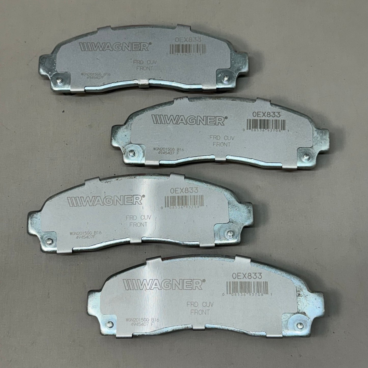 WAGNER OEx Premium Ceramic Disc Brake Pad Set 6" x 2" Grey OEX833