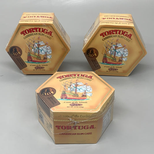 ZA@ TORTUGA (3 CAKES) Caribbean Golden Original Rum Cakes Distressed Boxes 16 oz BB 8/2024 A