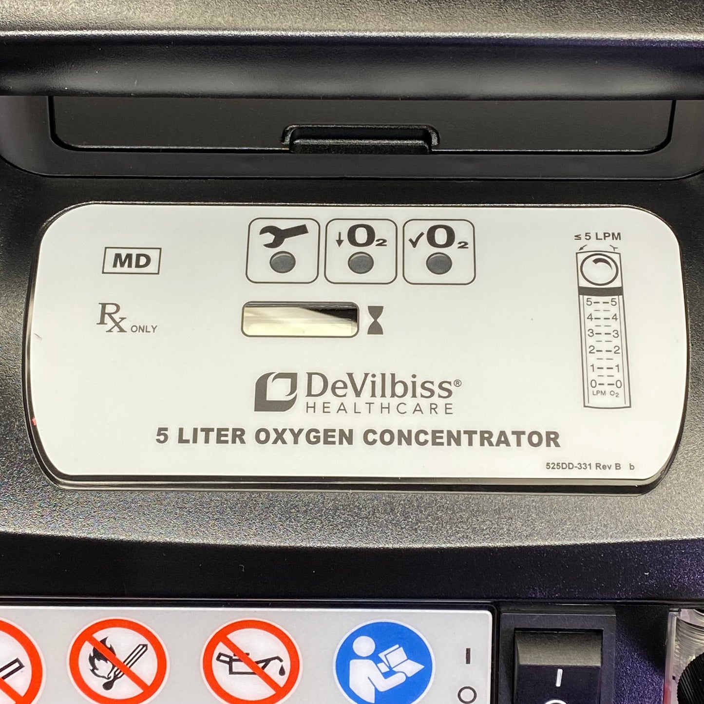 DEVILBISS HEALTHCARE 5 Liter Oxygen Concentrator 24.5" x 13.5" x 12" Black 525DS