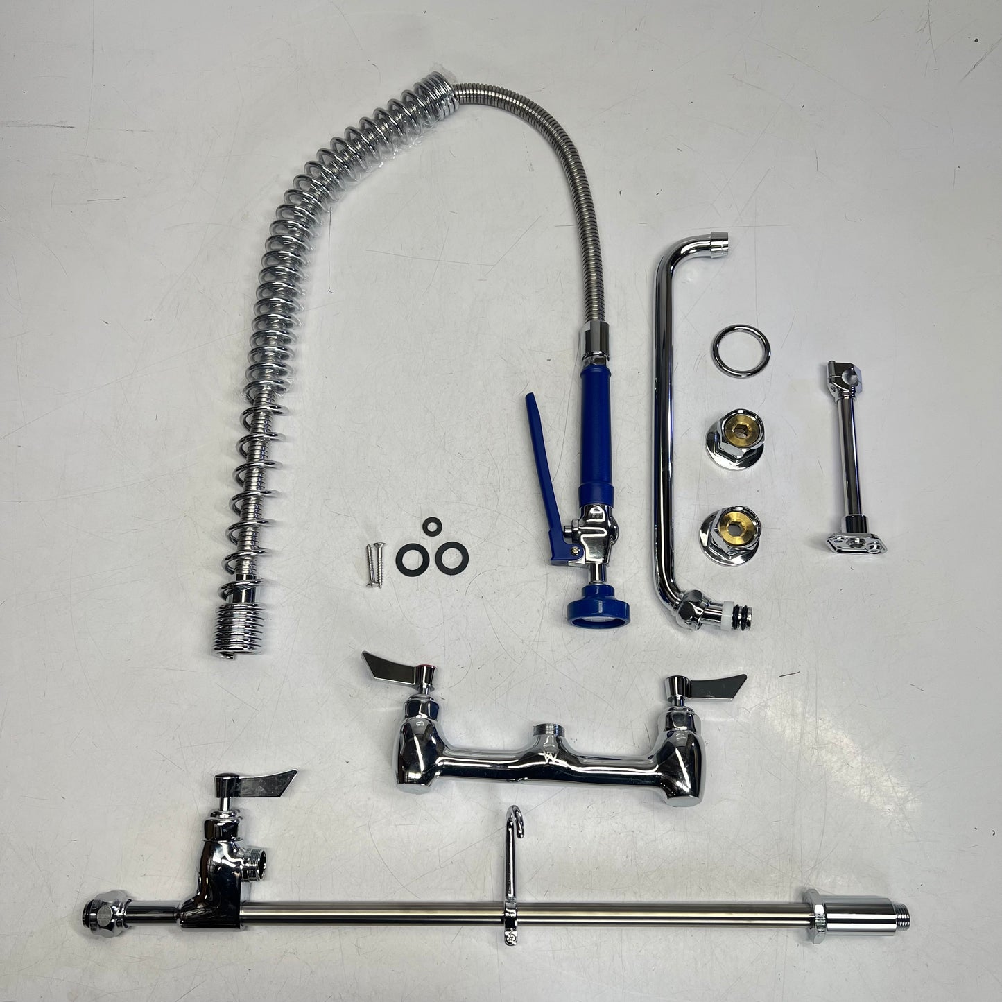 WATERLOO Pre-rinse Faucet Wall Mount  8" 1.15 GPM 44" Hose Chrome 750PRW814