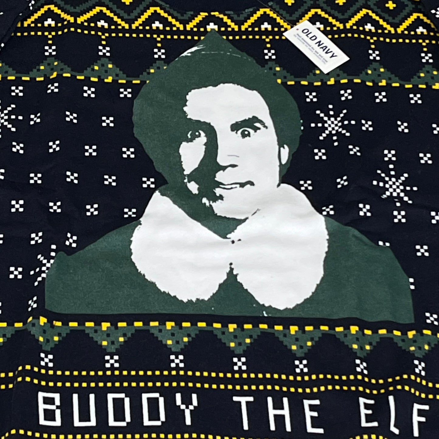 OLD NAVY Men's Christmas Holiday Buddy the Elf Crewneck Sweatshirt Sz L Navy/Green 572579-00-1