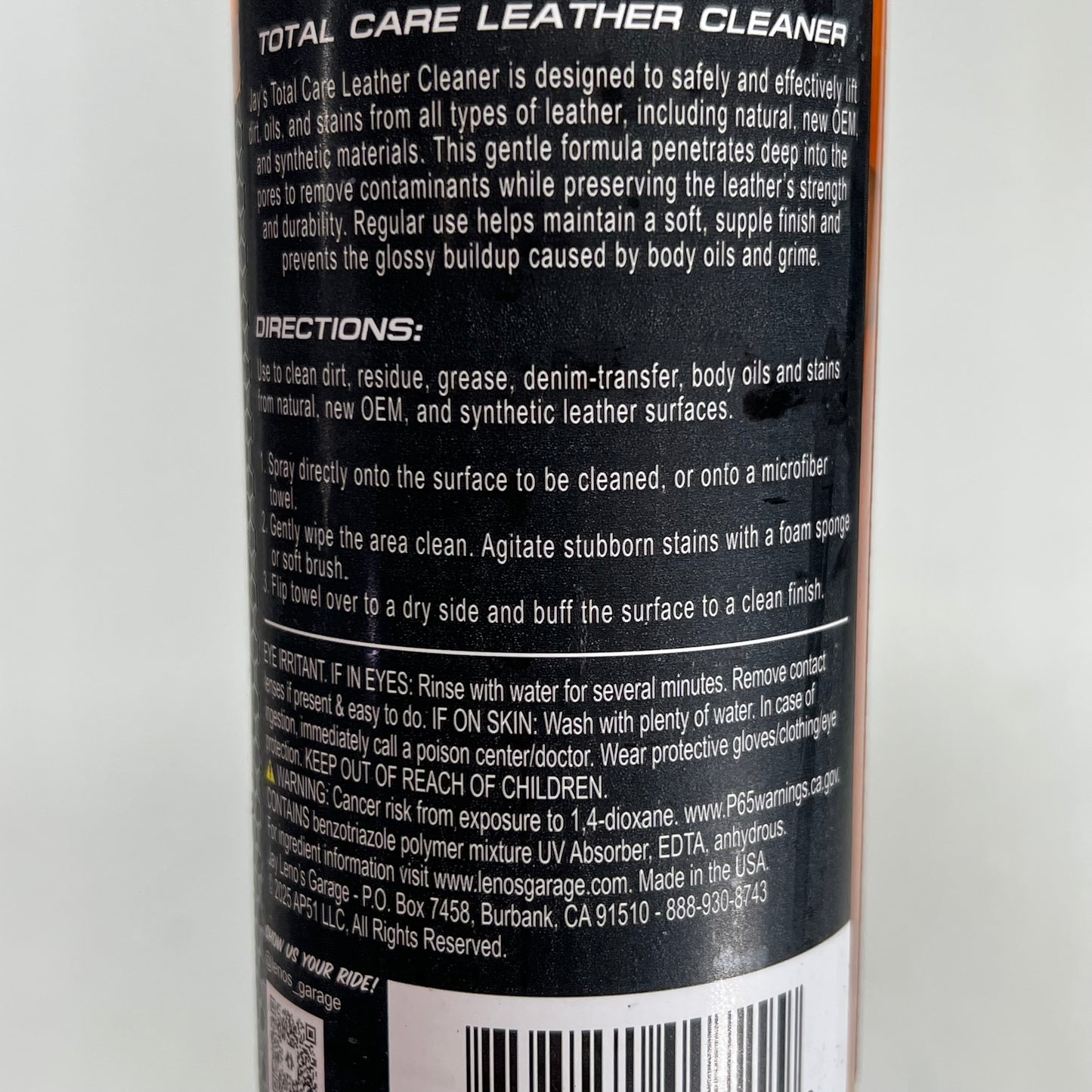 ZA@ JAY LENO'S GARAGE (2 PACK) Total Care Leather Cleaner Gentle Formula  16 fl oz