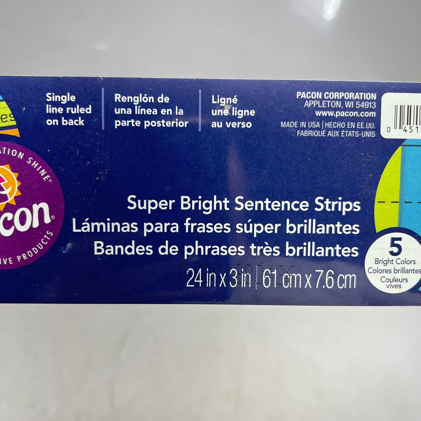 PACON (2 PACK, 100 EACH) Sentence & Learning Strips 3" x 24" Assorted Neon 1733