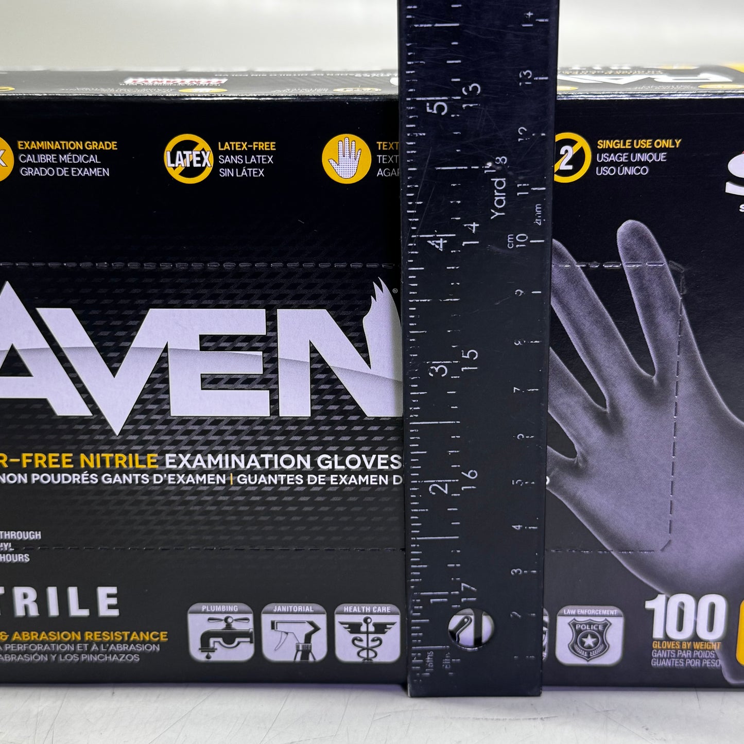 RAVEN (200 Gloves) Powder Free Nitrile Examination Gloves S Black 66516
