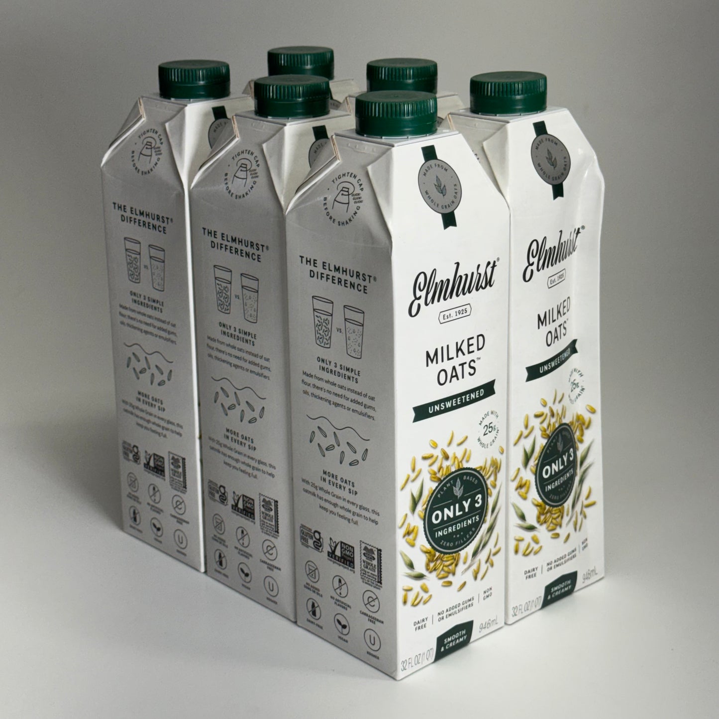 ELMHURST (6 PACK) Milked Oats Unsweetened 32 fl oz. BB 02/27