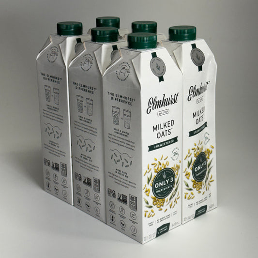 ELMHURST (6 PACK) Milked Oats Unsweetened 32 fl oz. BB 02/27