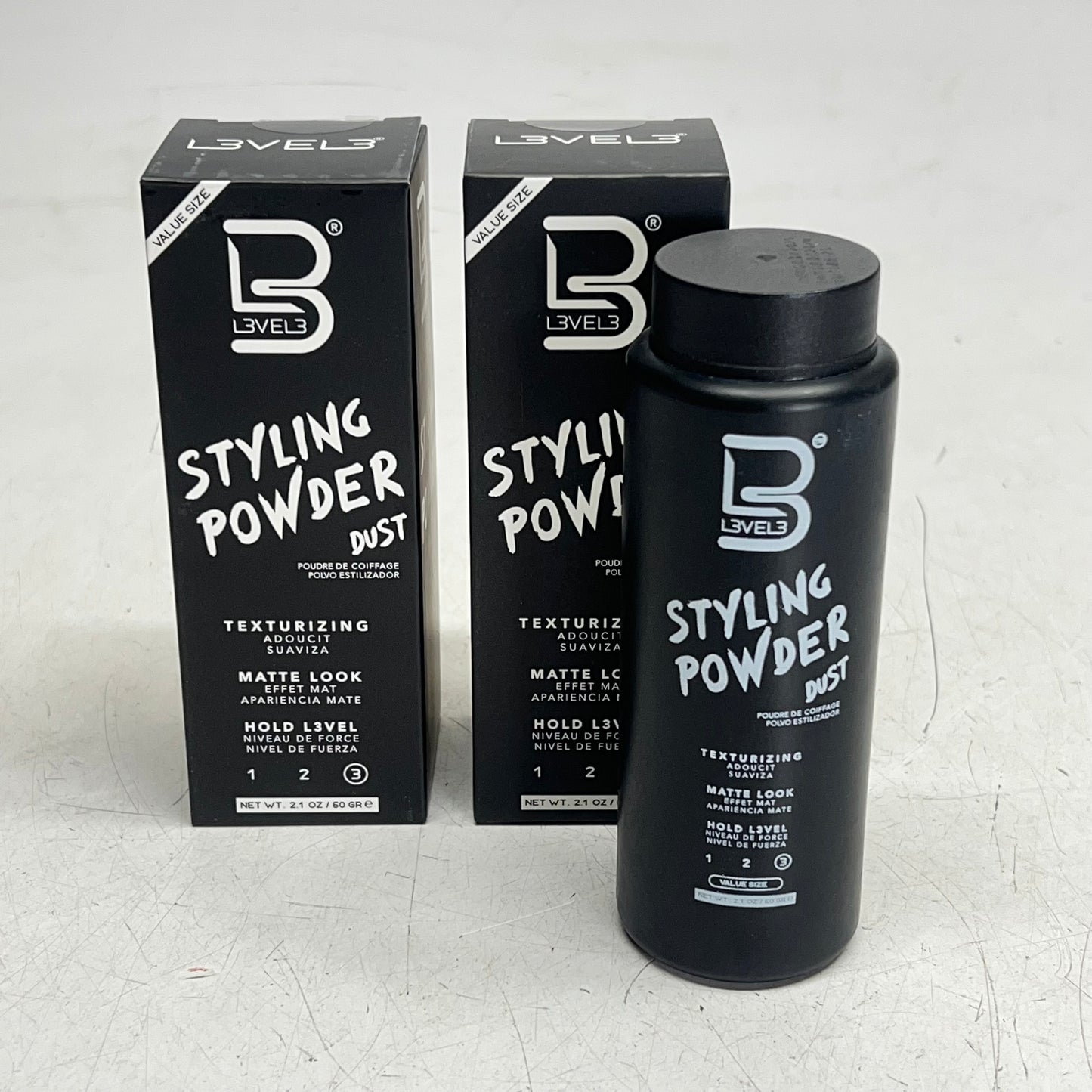 LEVEL B  (2 PACK) Styling Powder Dust Texturizing Matte Look 2.1 oz BB 09/28