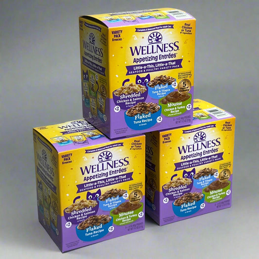 WELLNESS (3 PACK) Appetizing Entrees Seafood & Poultry Wet Cat Food BB 03/27