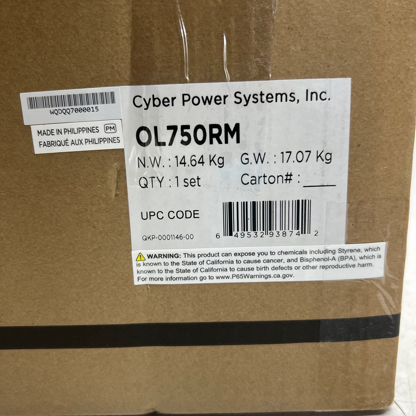 CYBER POWER SYSTEMS Uninterruptible Power Supply 750 VA / 600 W Grey OL750RM
