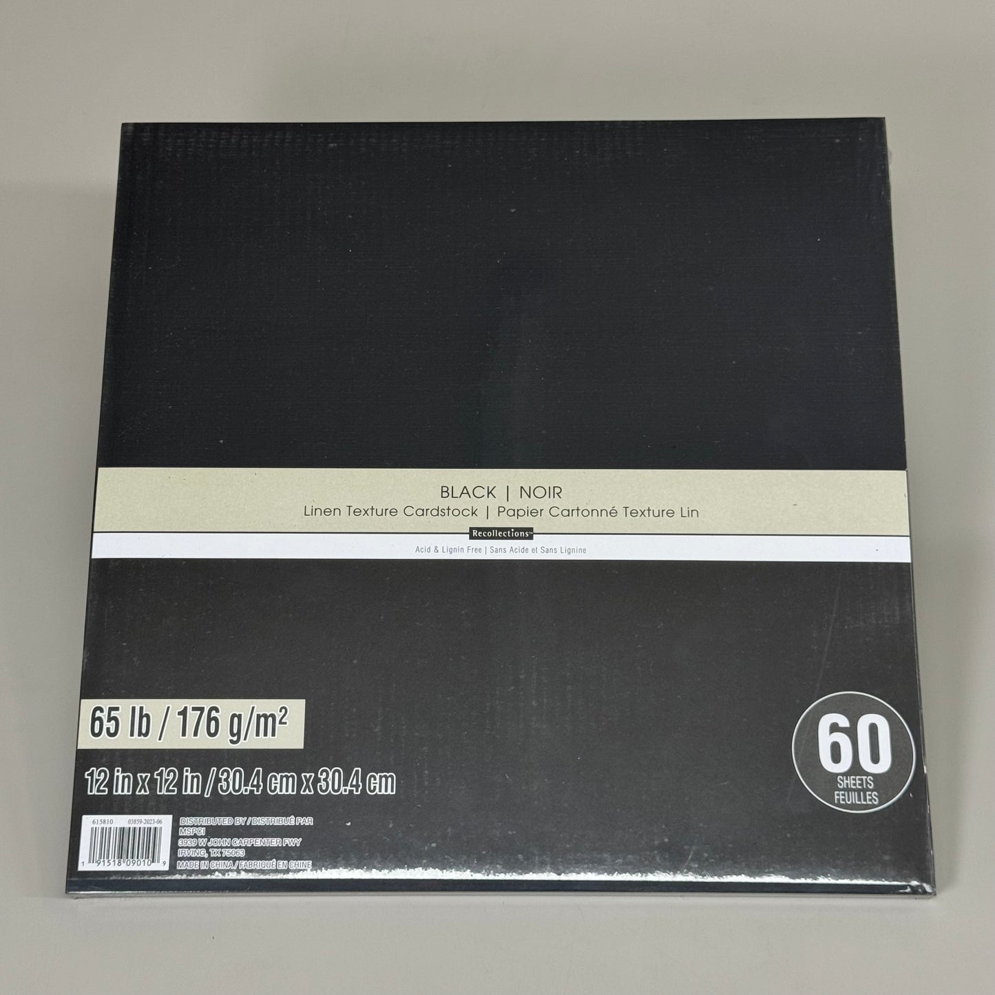 RECOLLECTIONS (3 PACKS , 180 SHEETS TOTAL) Linen Texture Cardstock 12"x12" Black