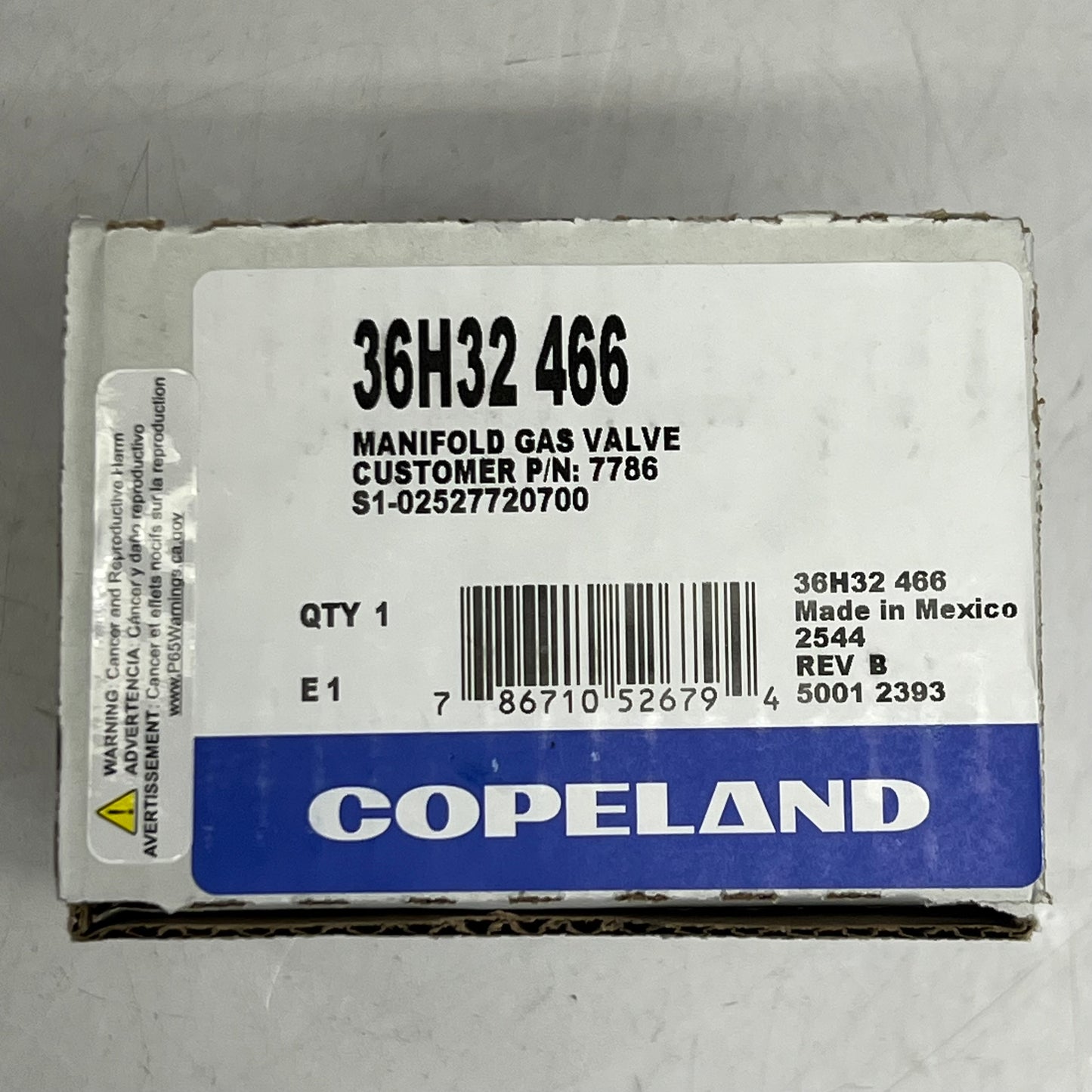 COPELAND Manifold Gas Valve 36H32466