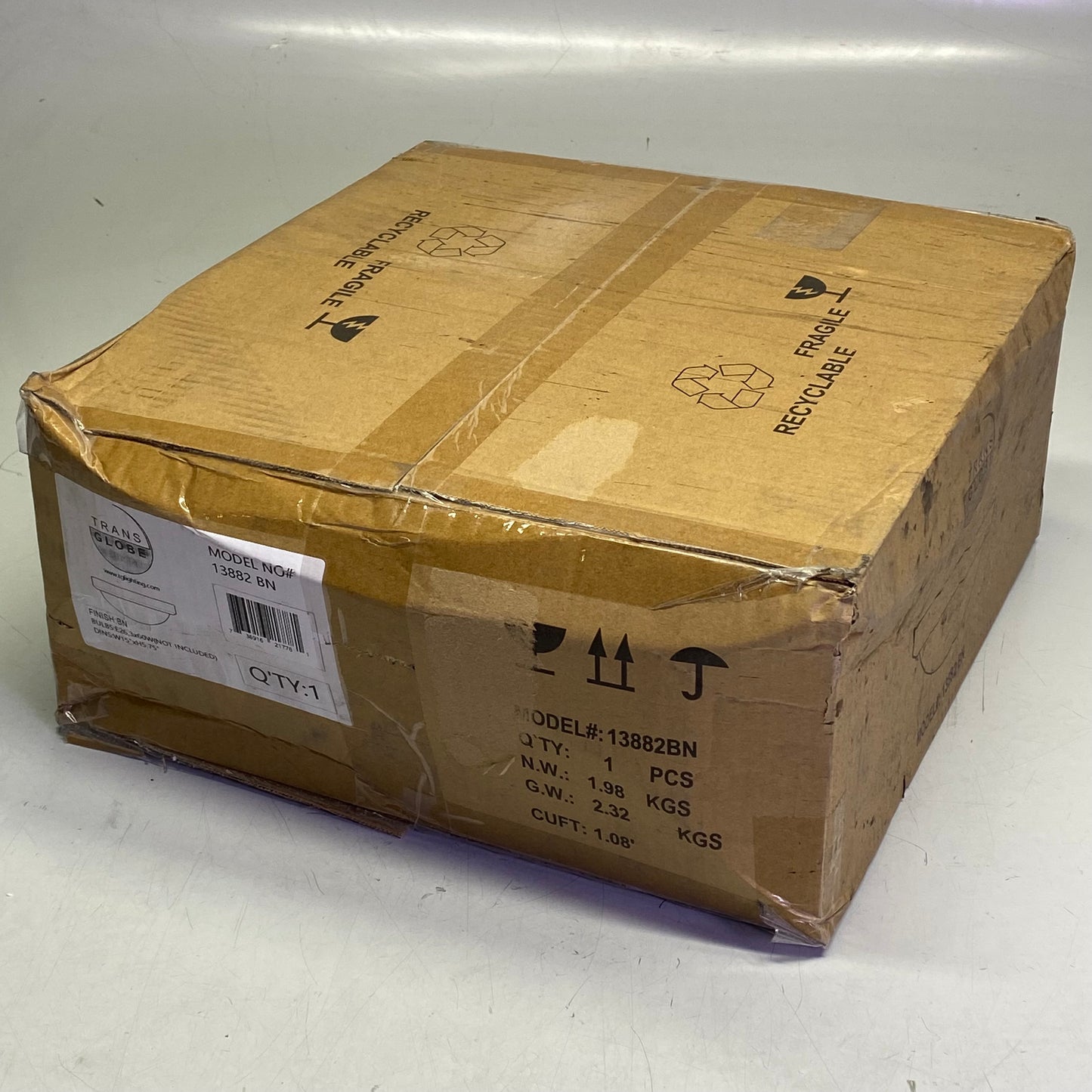 TRANS GLOBE Three Light Down Lighting Flush Mount Sz 15"W x 5.75"H 13882 BN
