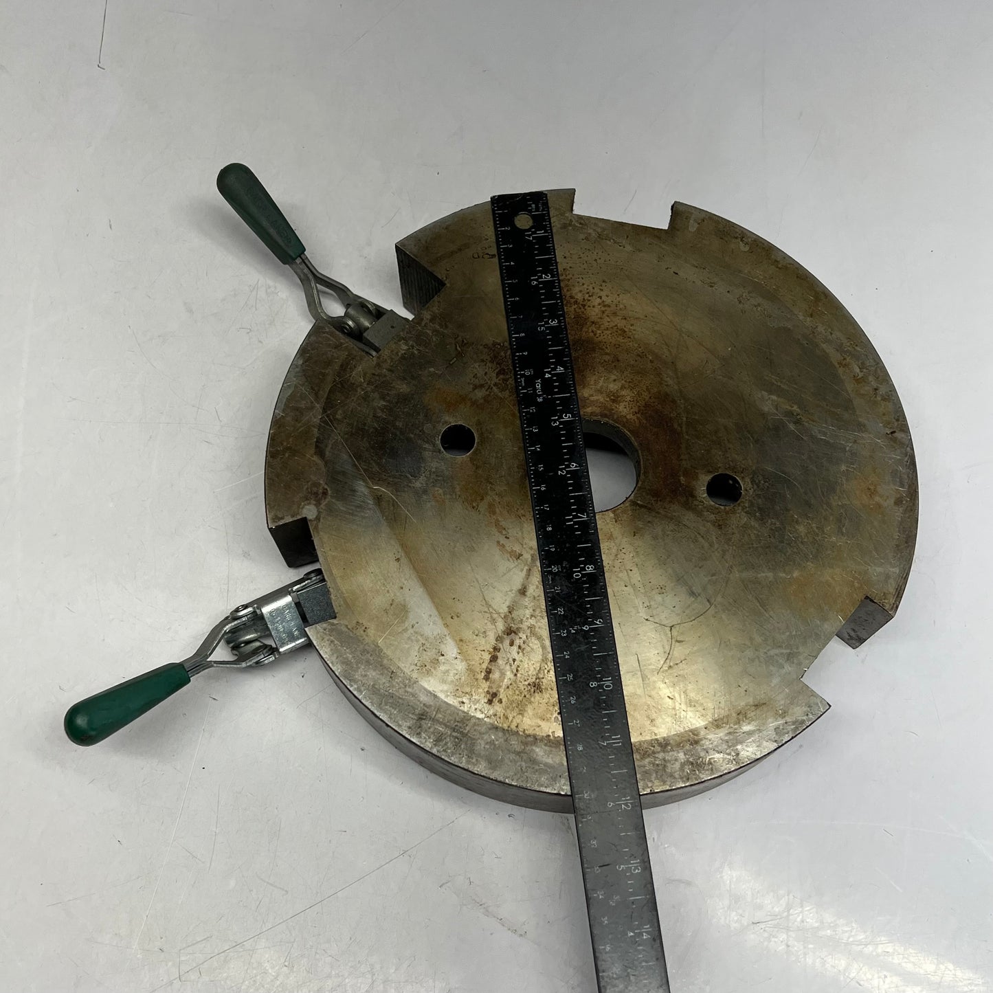 ZA@ Round Working Fixture Plate for Cutting Tools CNC Machining 12" Dia Grey (Used)