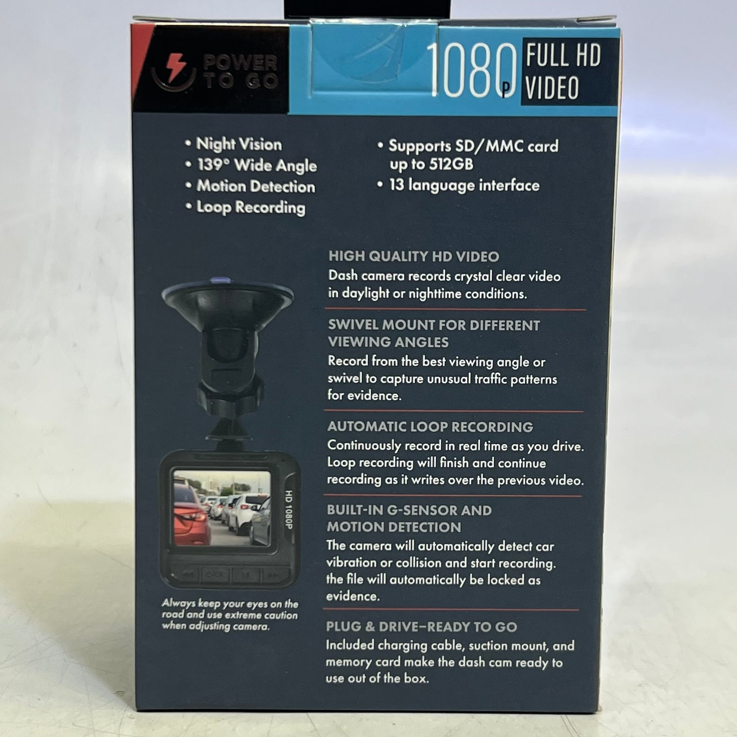 POWER TO GO 1080p Full HD Video Dash Camera 1030151012