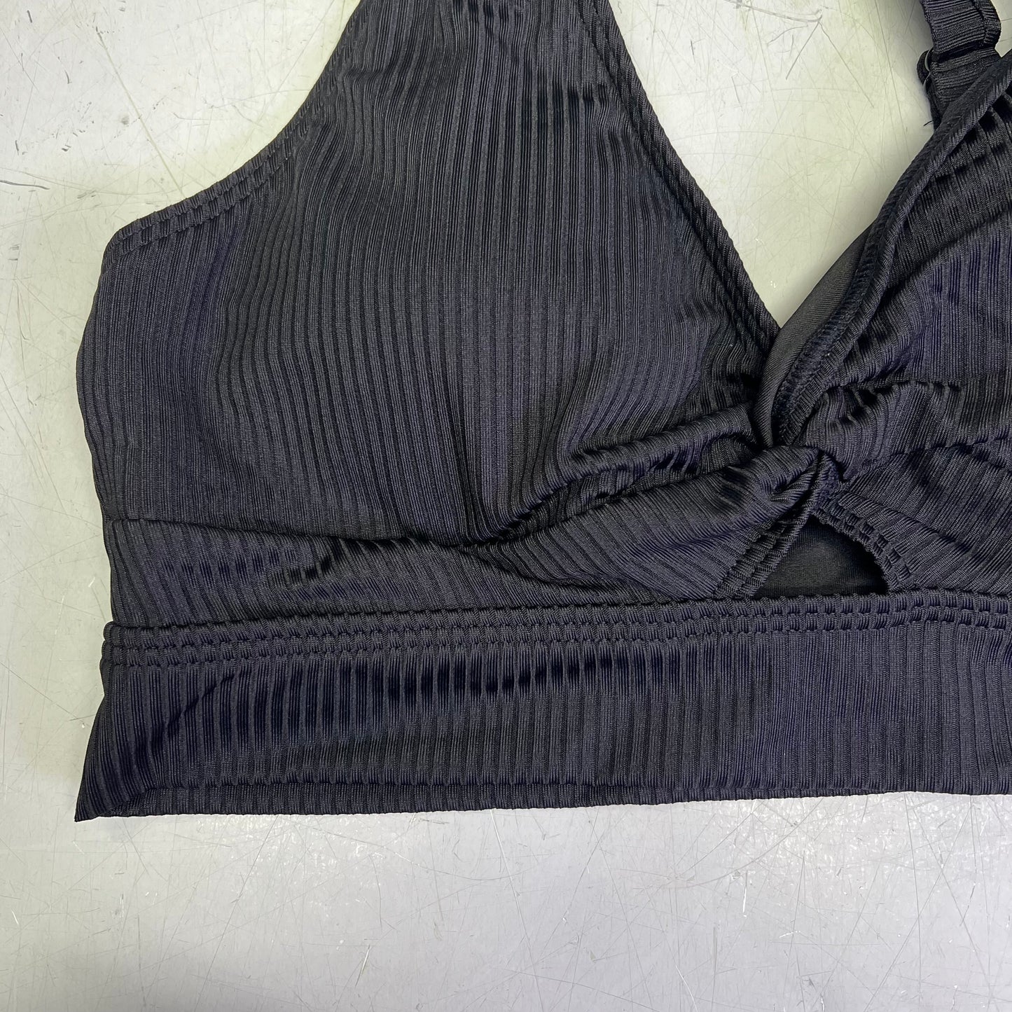 CHARMO V Neck Wide Strap Ribbed Pregnancy Bikini Swimsuit Women's Sz M Black