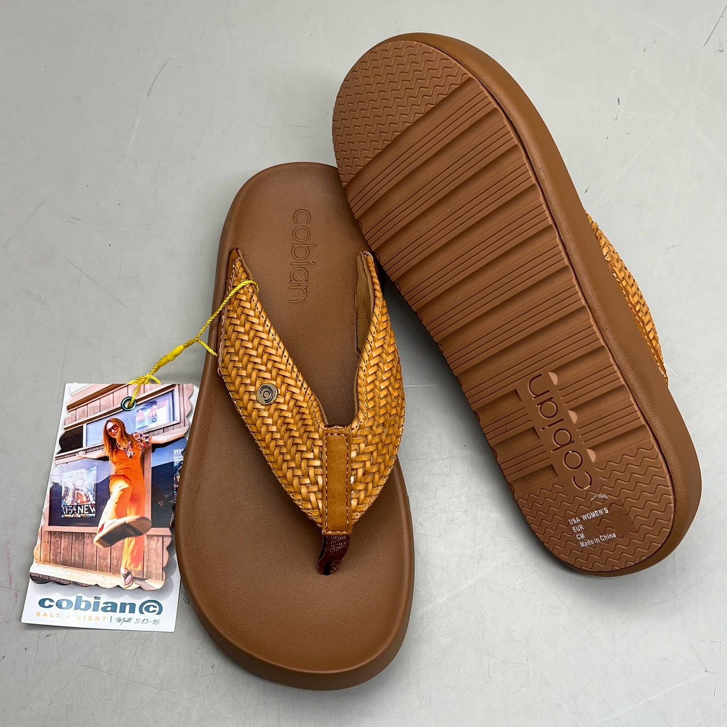 COBIAN Palmilla Braided Synthetic Leather Strap Sandals Women's Sz 10 EU 41 Tan PAL25-230-10