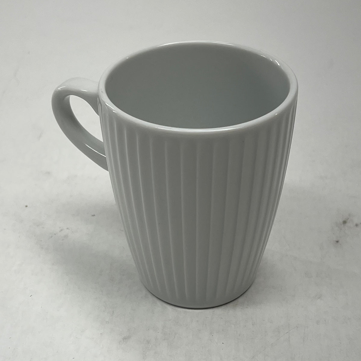 PILLIVUYT (8 PACK) Porcelain Mugs France Made Engraved Stripes 3" x 4" White