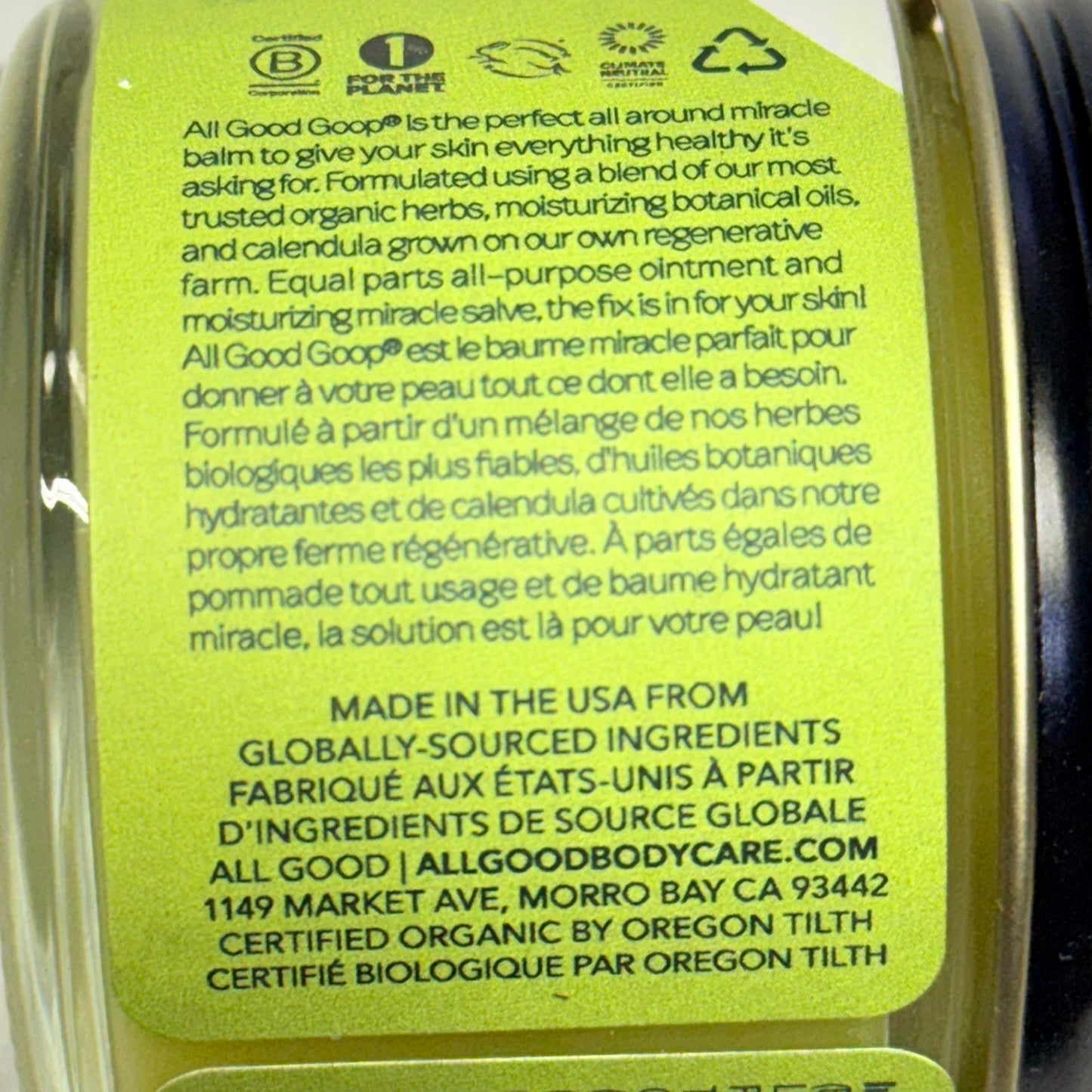 ALL GOOD Goop Skin Recovery Balm W/ Organic Herbs And Olive Oil 2 Oz  - New