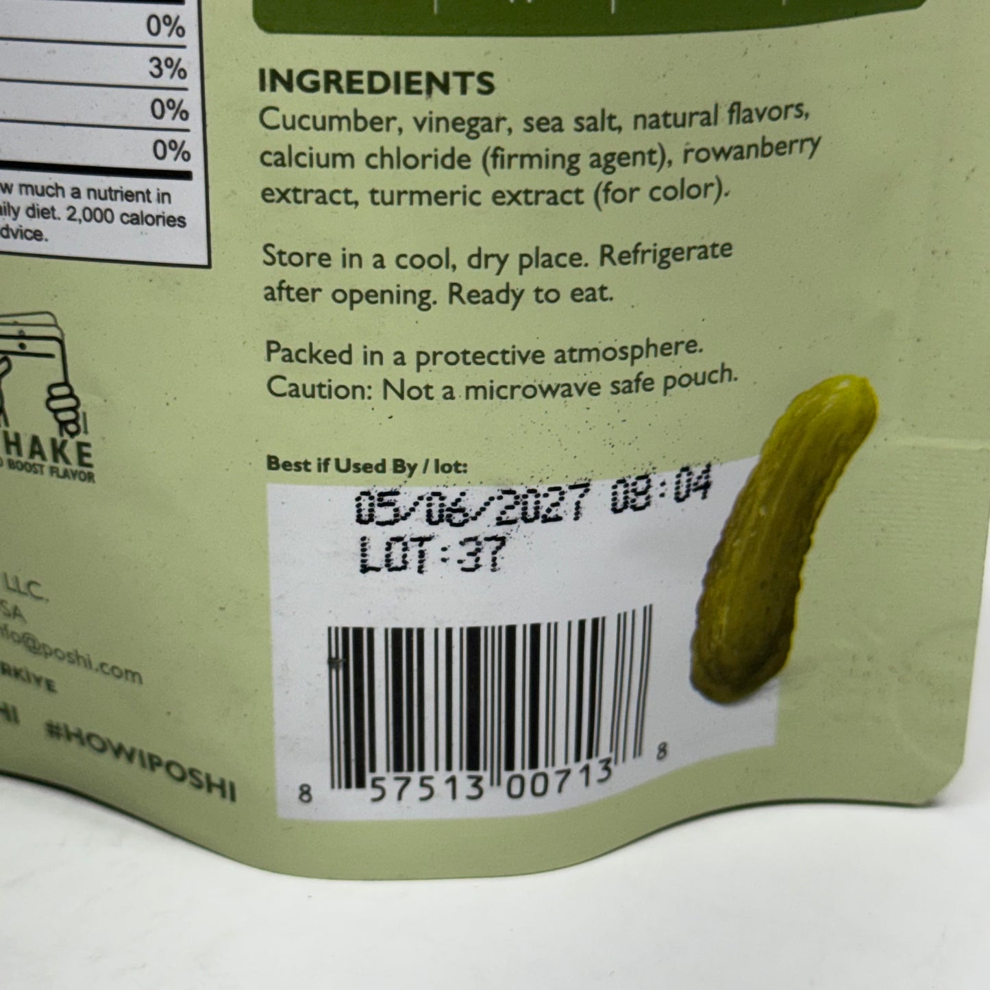 ZA@ POSHI (10 PACK) Petite Dill Pickles with Sea Salt 2 oz. BB 05/27