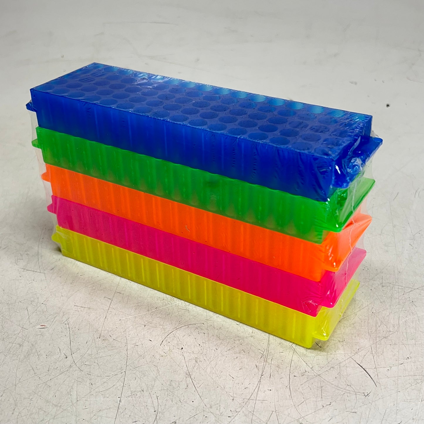 (SET OF 5) Laboratory Microcentrifuge Tube Racks  9.5"x3.5" Multicolor TR-80ASST