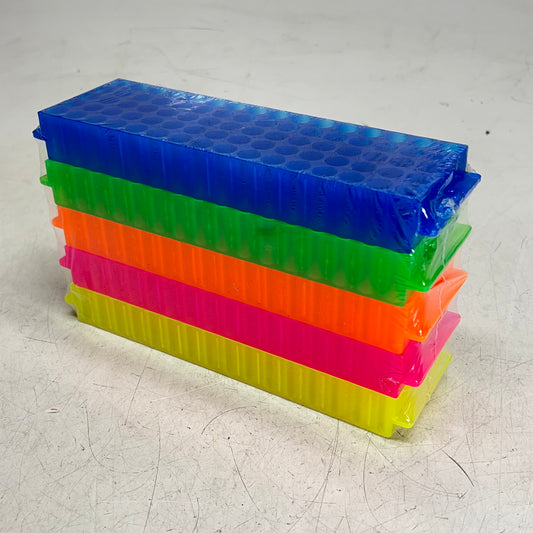 (SET OF 5) Laboratory Microcentrifuge Tube Racks  9.5"x3.5" Multicolor TR-80ASST