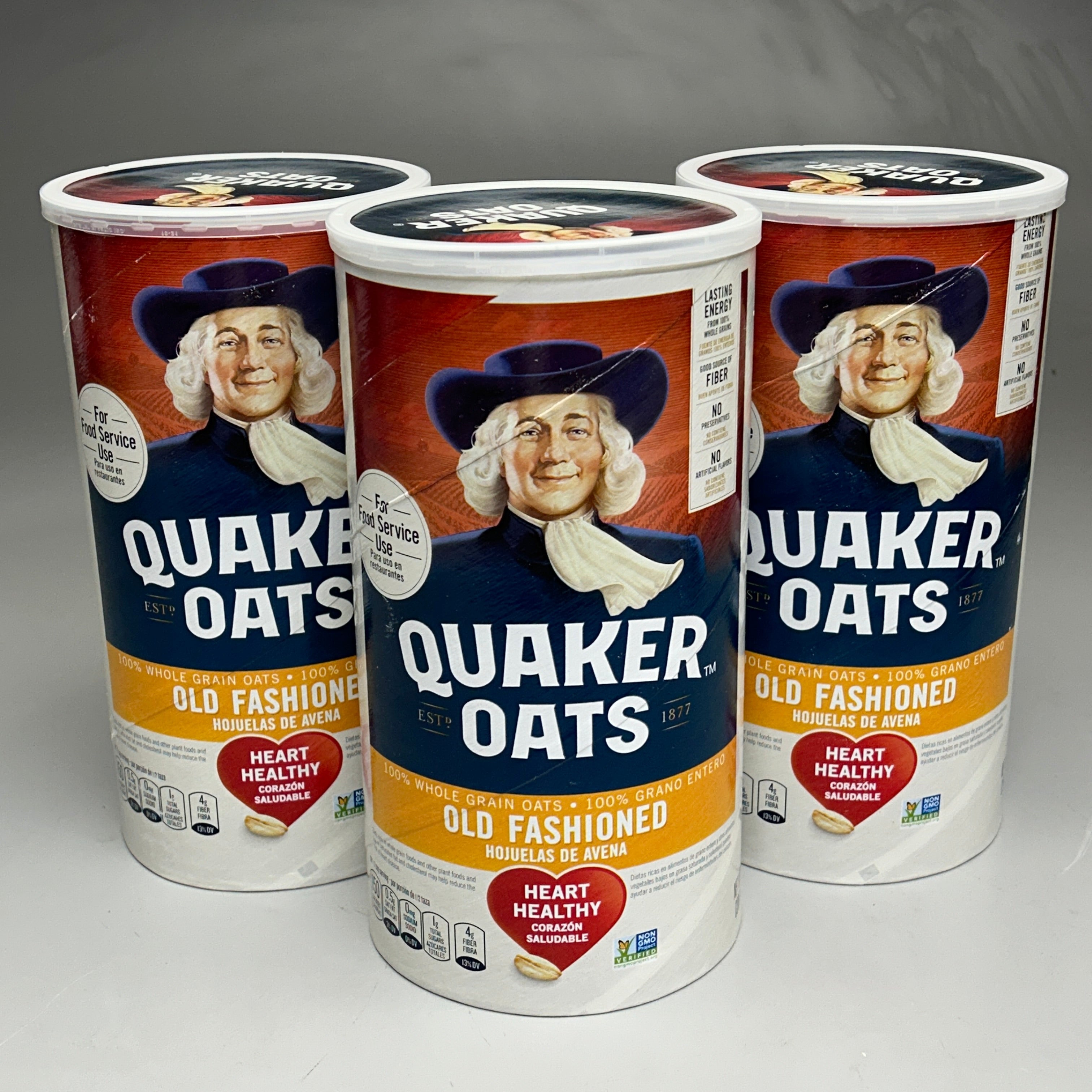 Za Quaker Oats 3 Pk Old Fashioned Whole Grain Oats 42 Oz Canisters B