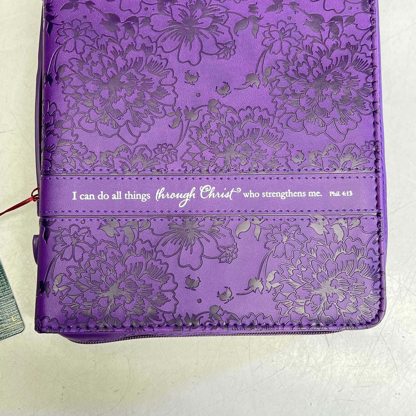 CHRISTIAN ART GIFTS Philippians 4:13 Faux Leather Bible Cover  7"x10" Purple
