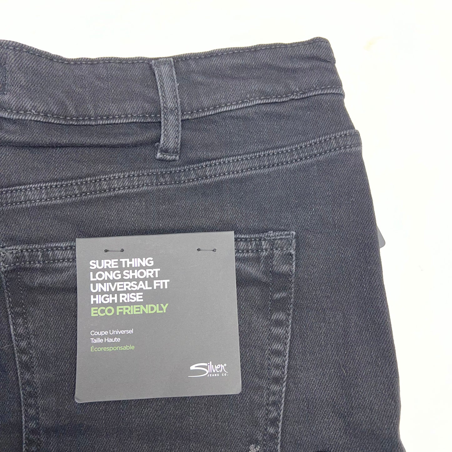 SILVER JEANS CO Sure Thing Long Jean Short Womens Size 33/6.5 Black L28517BOA528