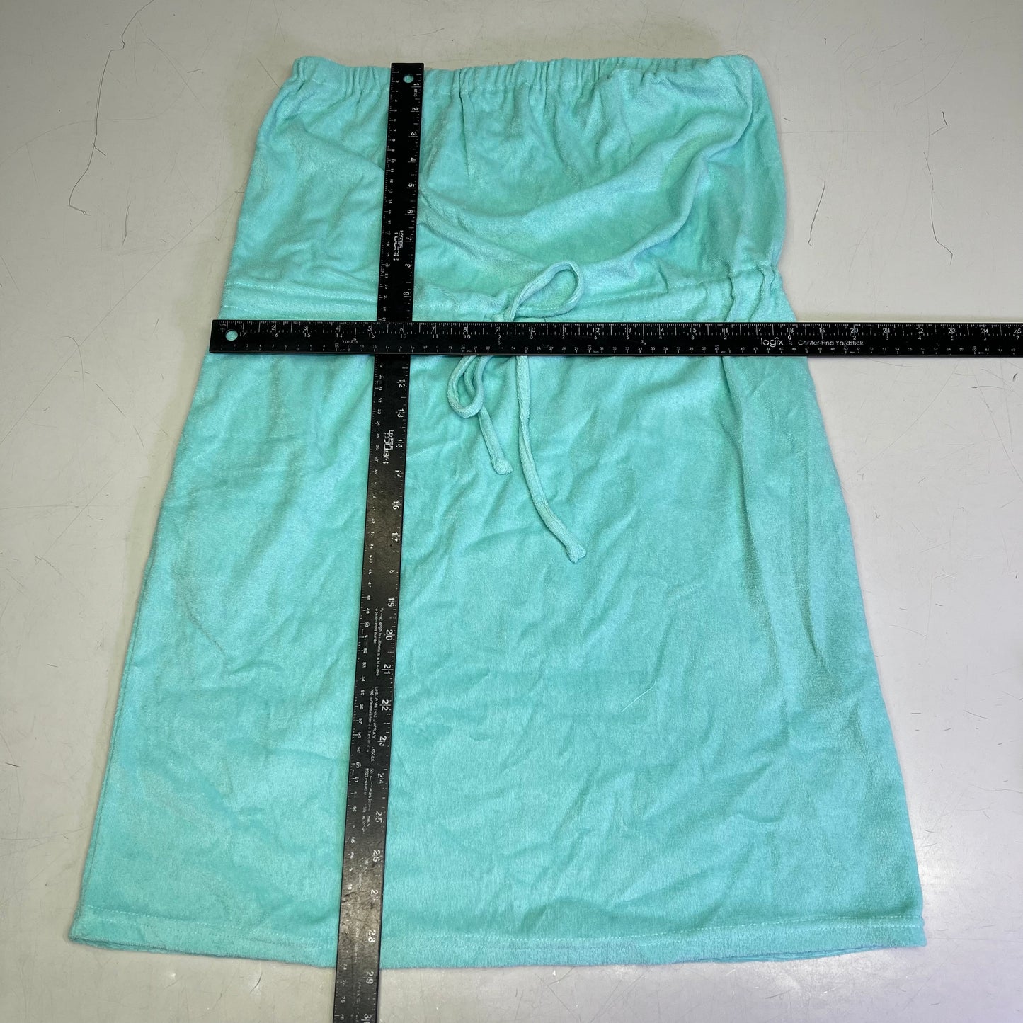 PINUP FASHION Terry Cloth Strapless Dress Coverup W/ Pockets Women's Sz L Blue