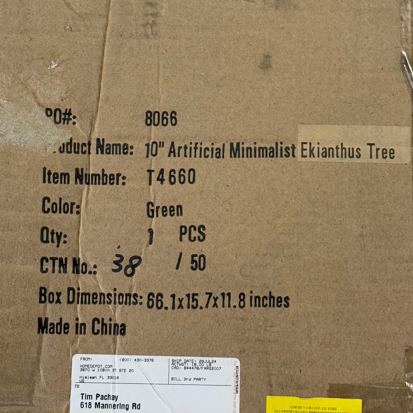 ZA@ NEARLY NATURAL 55” Tall Artificial Minimalist Ekianthus Tree T4660 (AS-IS, New Other)